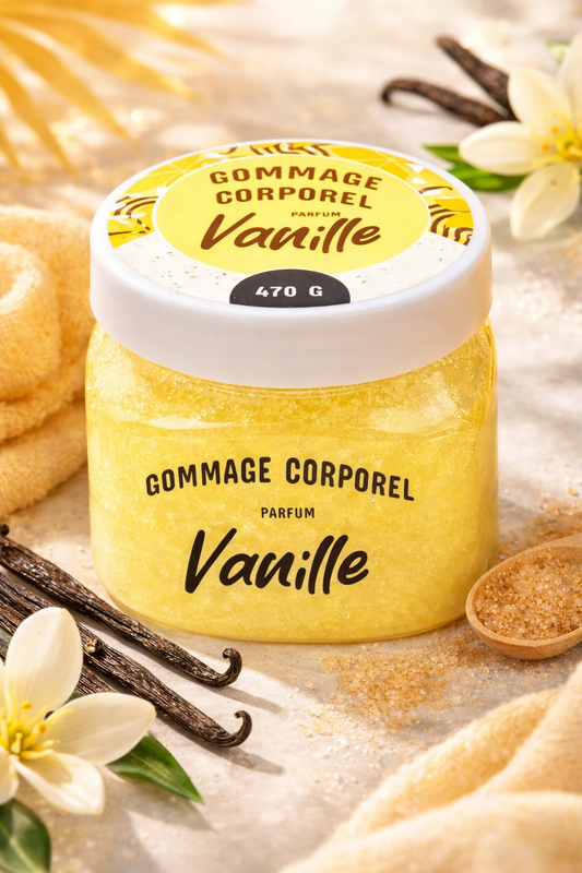 Gommage Corps Vanille 470g – Exfoliant Sucre Gourmand